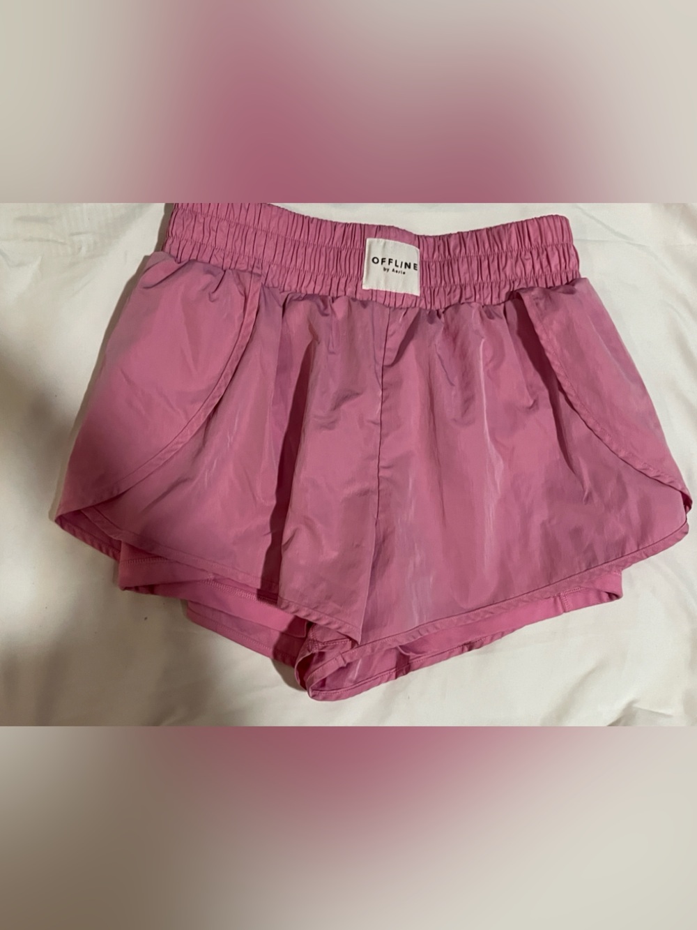 OFFLINE by Aerie Ruched Hot Stuff Shorts Pink L 2-in-1